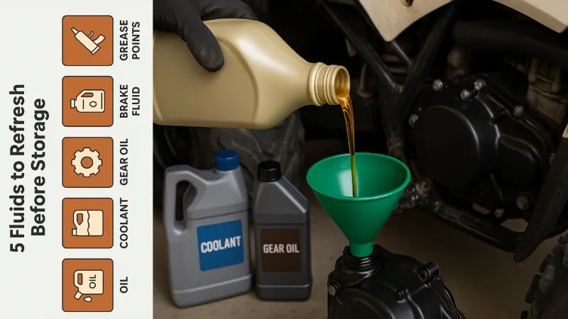 refresh all the fluids before storage