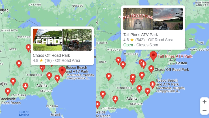 Top USA ATV Parks Map