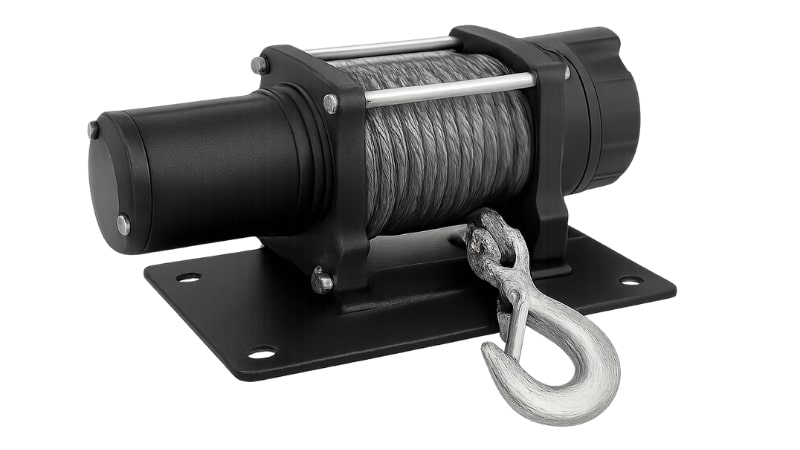 ATV winch seated on mount