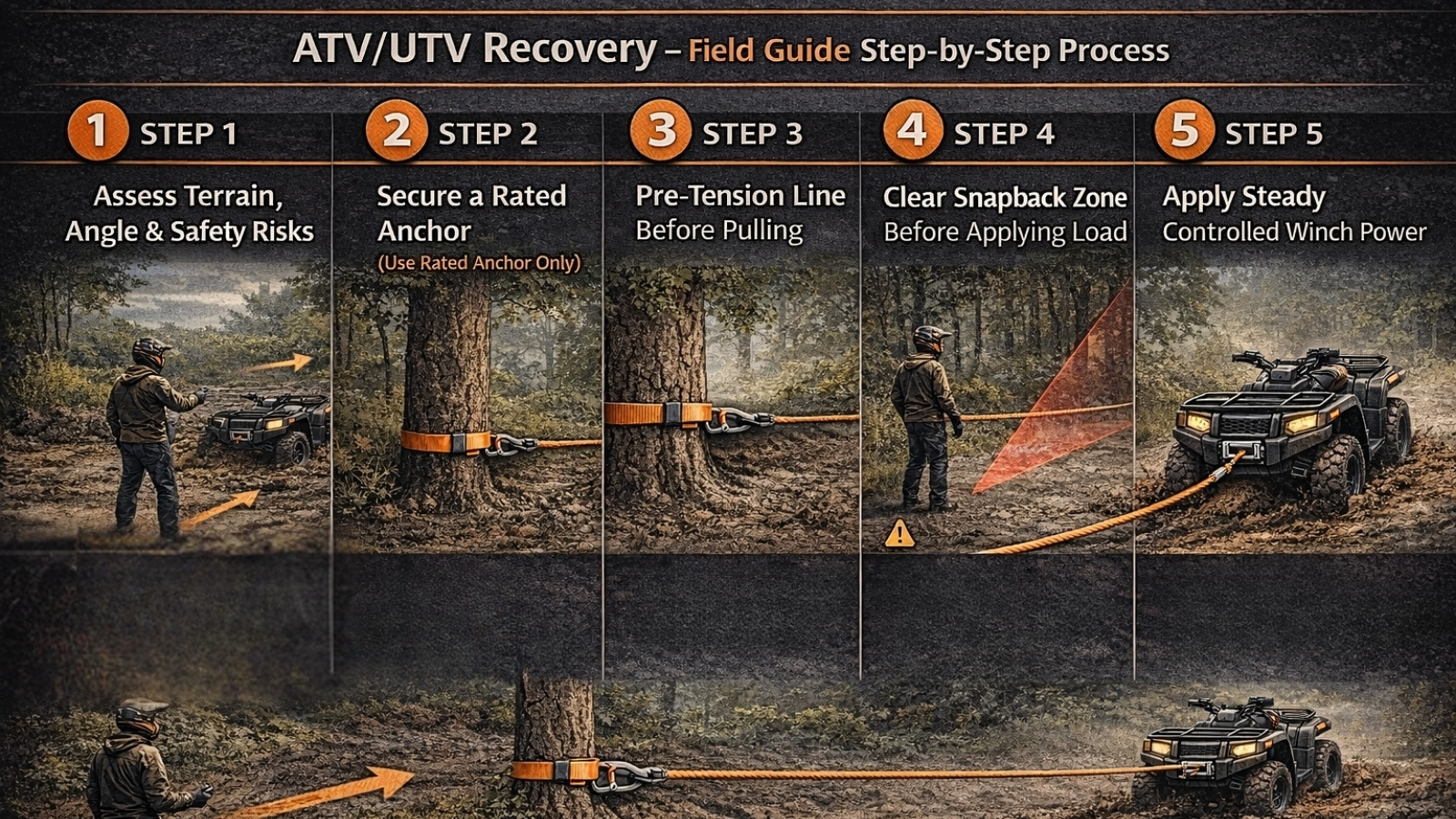 ATV winch recovery steps field guide graphic