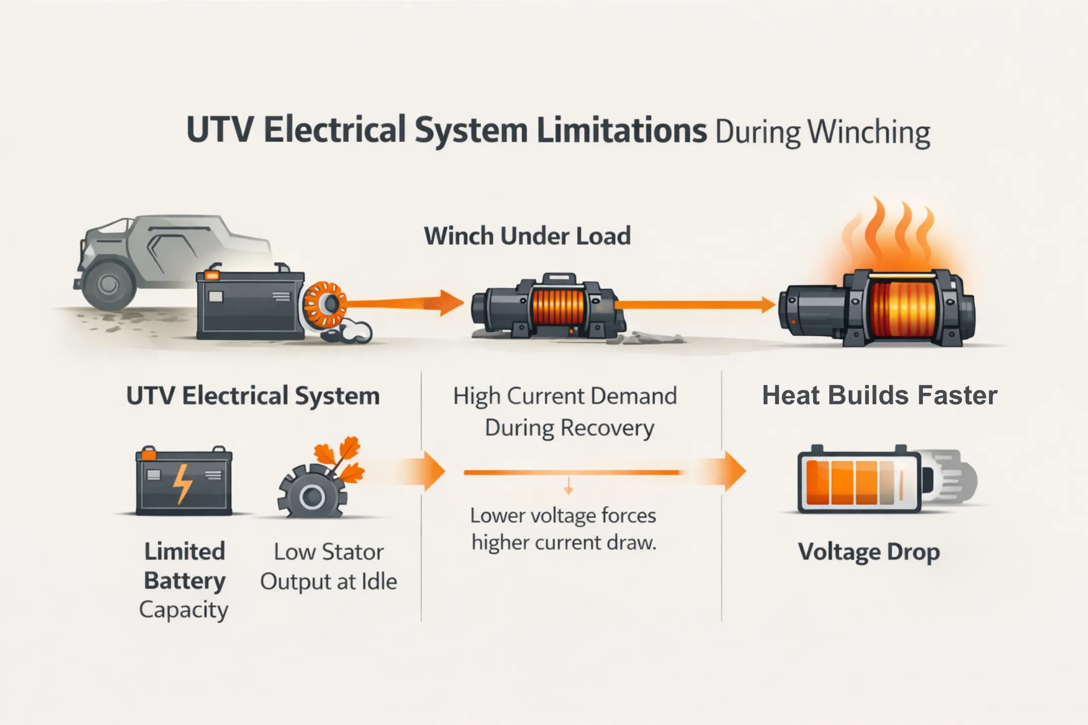 UTV electrical limits cause winch overheating
