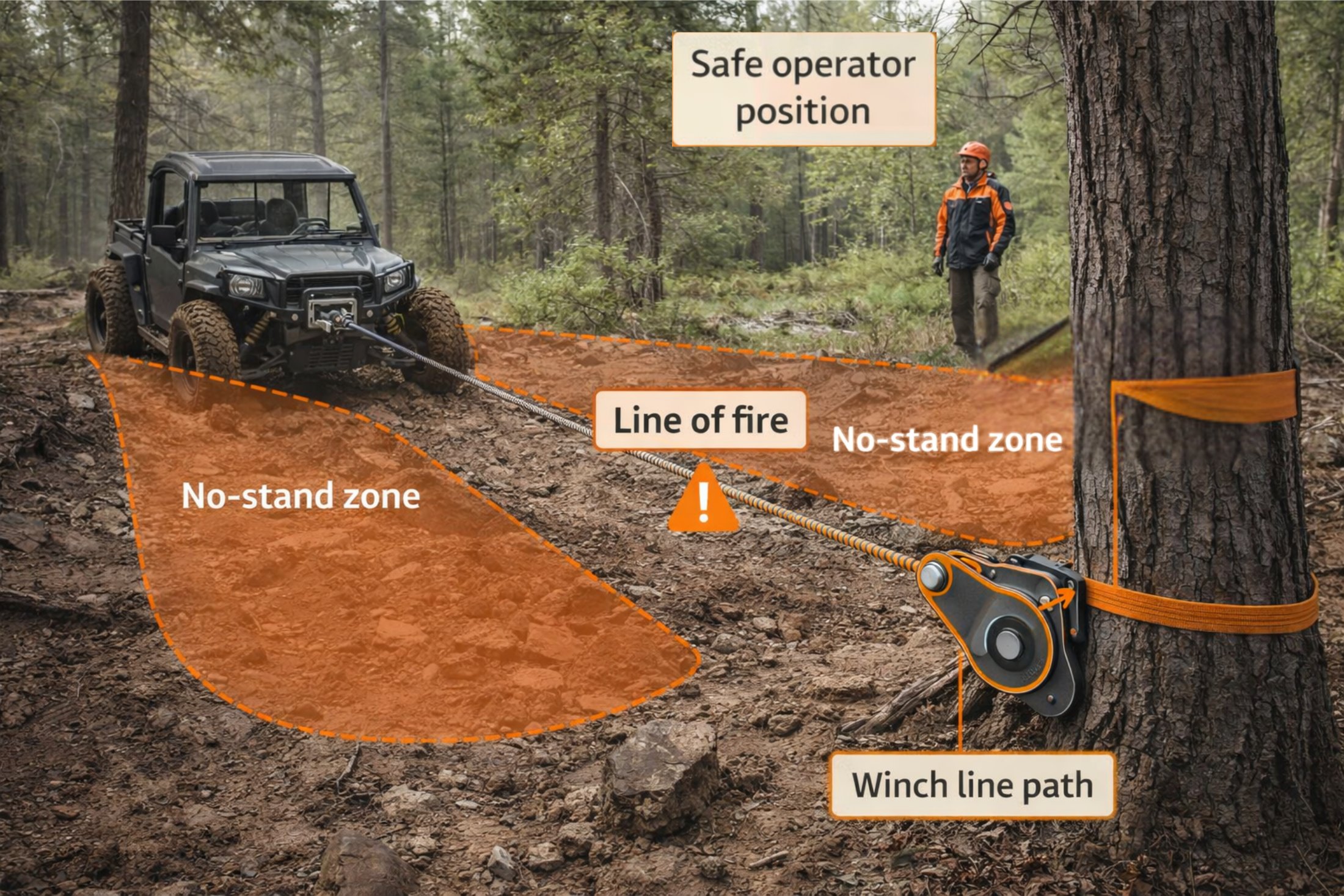 winch line safety zones